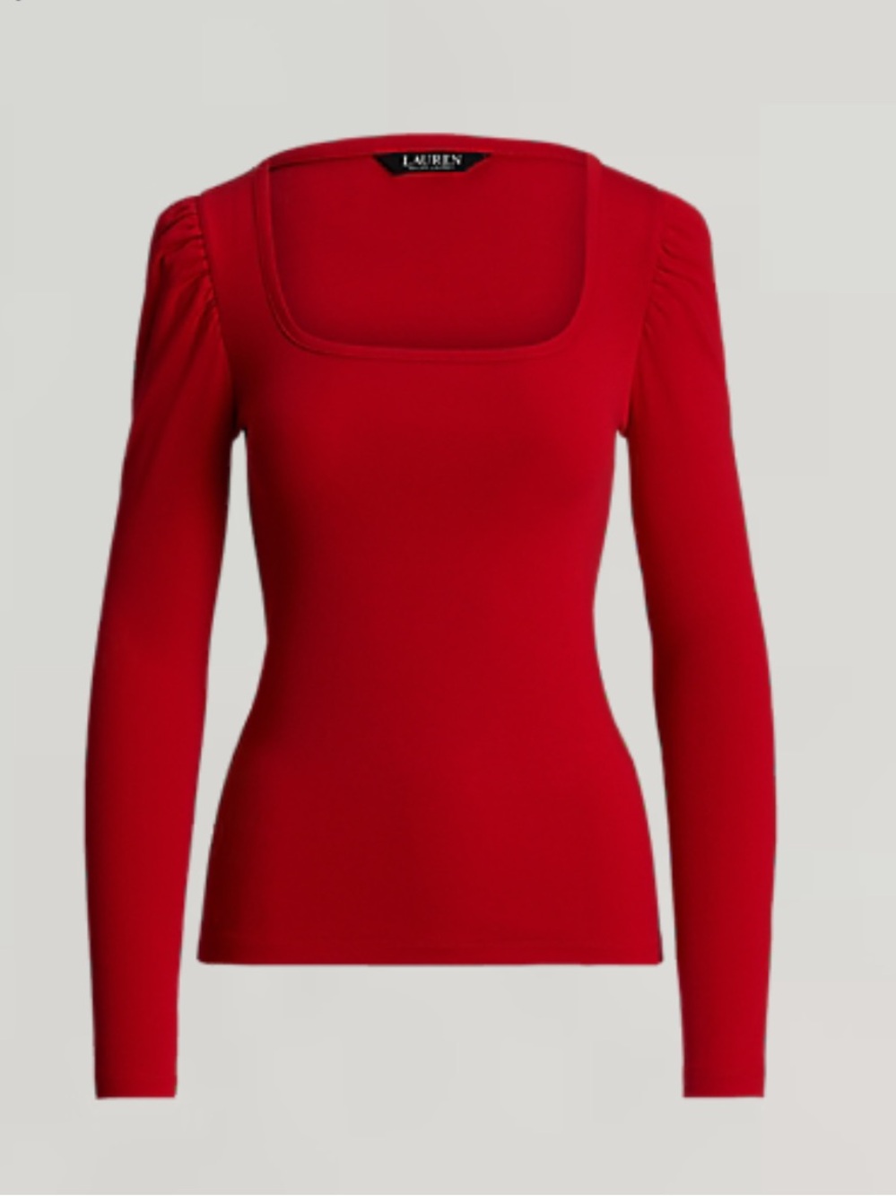 Stretch Cotton Ribbed Puff-Sleeve Tee - Picture 2 of 6